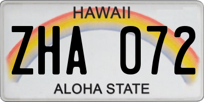 HI license plate ZHA072