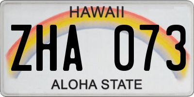 HI license plate ZHA073