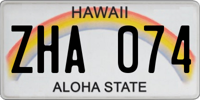 HI license plate ZHA074