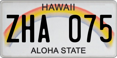 HI license plate ZHA075