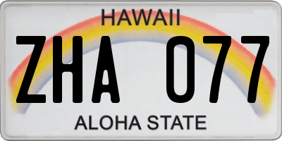 HI license plate ZHA077