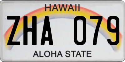HI license plate ZHA079