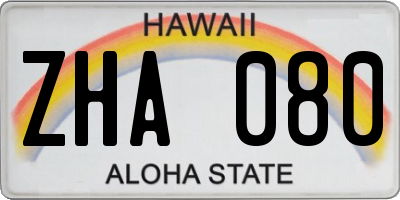 HI license plate ZHA080