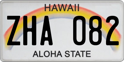 HI license plate ZHA082