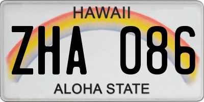 HI license plate ZHA086