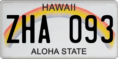 HI license plate ZHA093