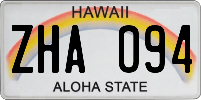 HI license plate ZHA094