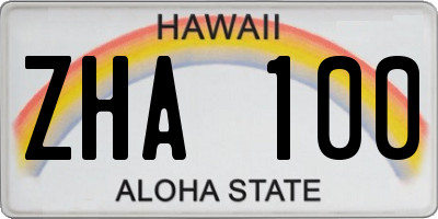 HI license plate ZHA100