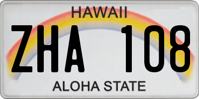 HI license plate ZHA108