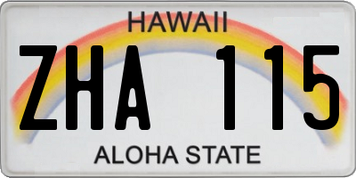 HI license plate ZHA115