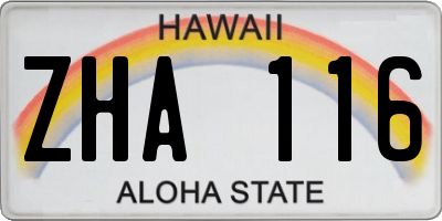 HI license plate ZHA116