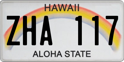 HI license plate ZHA117