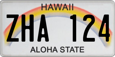 HI license plate ZHA124