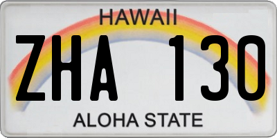 HI license plate ZHA130