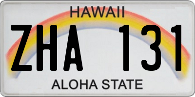 HI license plate ZHA131