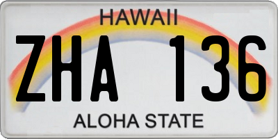 HI license plate ZHA136
