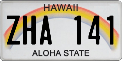 HI license plate ZHA141