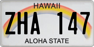 HI license plate ZHA147