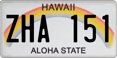 HI license plate ZHA151