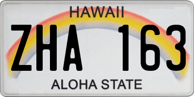 HI license plate ZHA163