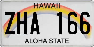 HI license plate ZHA166