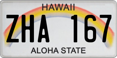 HI license plate ZHA167