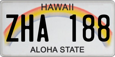 HI license plate ZHA188