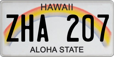 HI license plate ZHA207