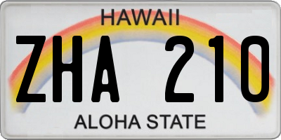 HI license plate ZHA210