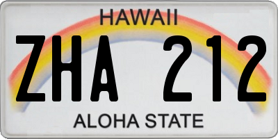 HI license plate ZHA212