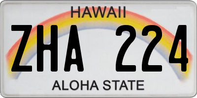 HI license plate ZHA224