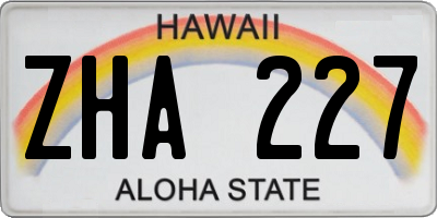HI license plate ZHA227