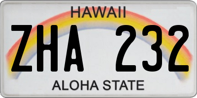 HI license plate ZHA232