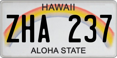 HI license plate ZHA237