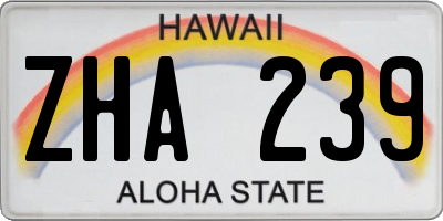 HI license plate ZHA239