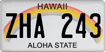 HI license plate ZHA243