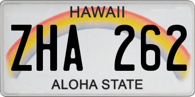 HI license plate ZHA262