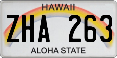 HI license plate ZHA263