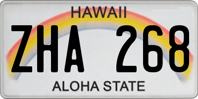 HI license plate ZHA268