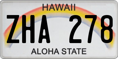 HI license plate ZHA278