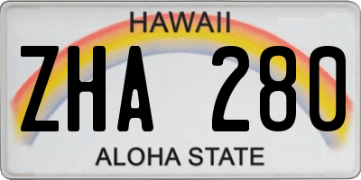 HI license plate ZHA280