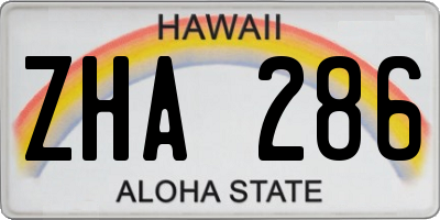 HI license plate ZHA286
