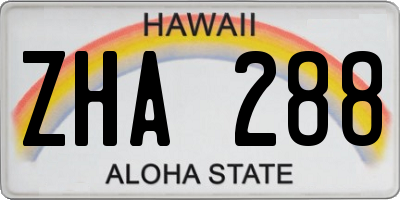 HI license plate ZHA288