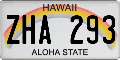 HI license plate ZHA293