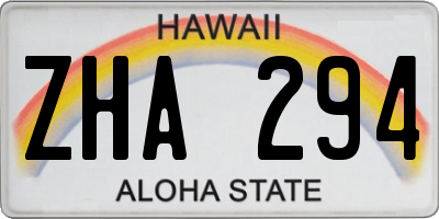 HI license plate ZHA294