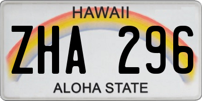 HI license plate ZHA296