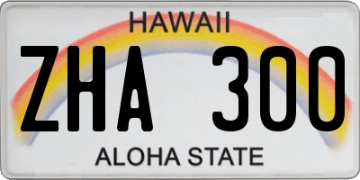 HI license plate ZHA300