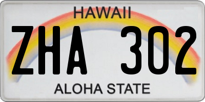 HI license plate ZHA302