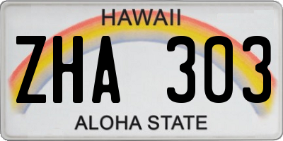 HI license plate ZHA303