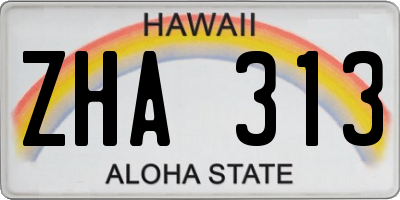 HI license plate ZHA313